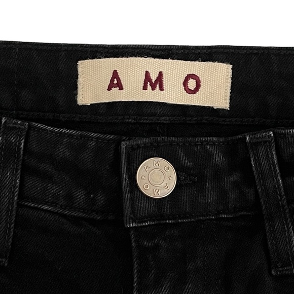 AMO Jeans Womens 23 Mid Rise Skinny Cropped Ankle Tie Bow Black Denim - Picture 11 of 12